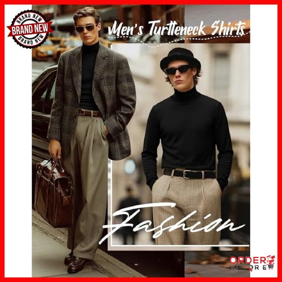 Men's Slim Fit Turtleneck Sweaters 4 Pack Thermal Base Layer Long Sleeve - Picture 3 of 8